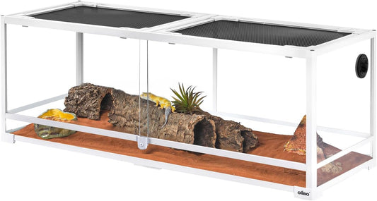 OIIBO 67 Gallon Reptile Tank,48" x 18" x 18" Glass Reptile Tank with Sliding Doors Front Opening Reptiles Terrarium with Screen Ventilation for Snakes,Lguanas, Chameleons