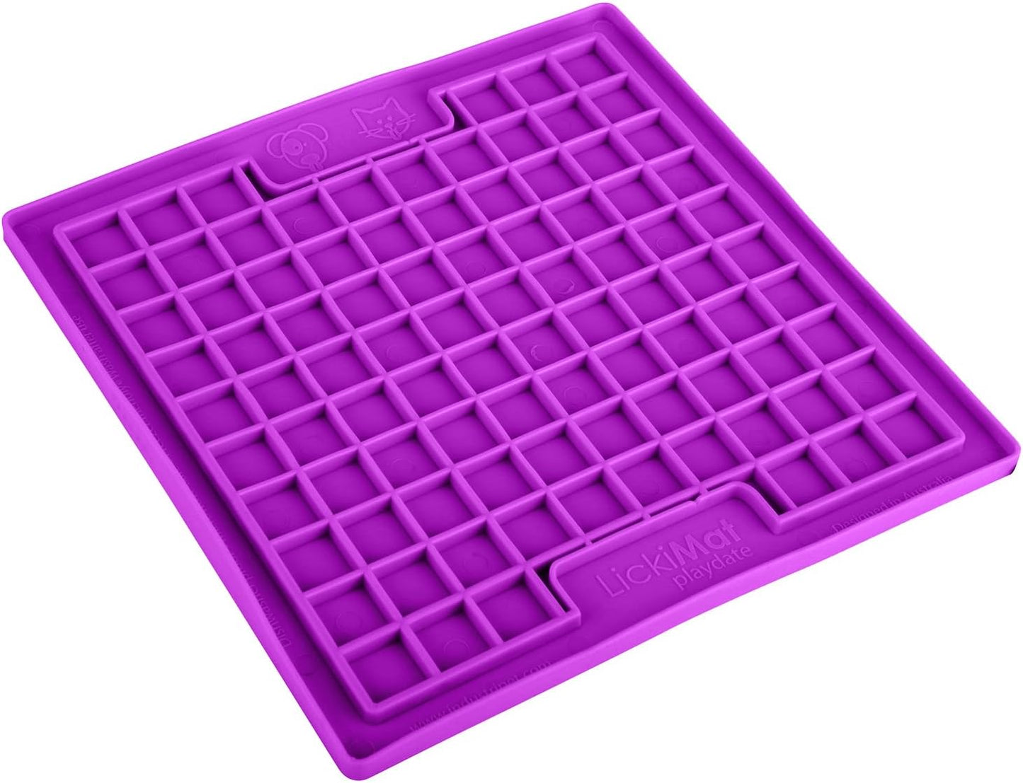 LickiMat Classic Playdate, Cat Slow Feeder Lick Mat, Boredom Anxiety Reducer; Perfect for Food, Treats, Yogurt, or Peanut Butter. Fun Alternative to a Slow Feed Cat Bowl or Dish, Purple