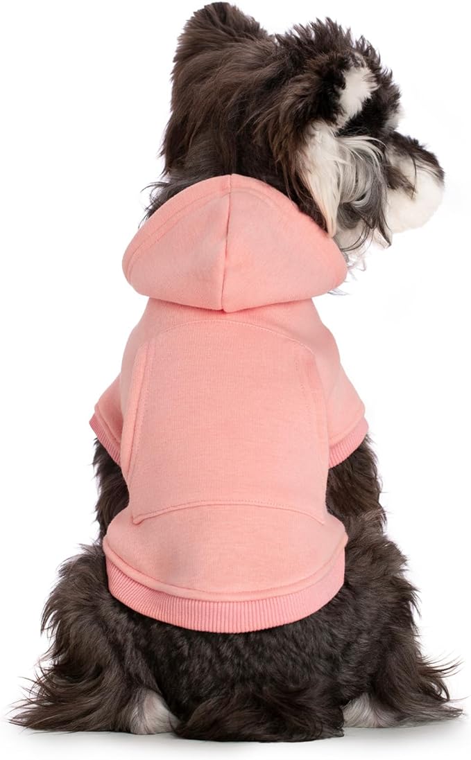 Koneseve Dog Hoodie - Fleece Warm Sweater with Pocket, Soft Clothes for Daily Wear, Basic Hooded Sweatshirts, Winter Coat Clothing, Comfort Tee Shirt Fit for All Breeds Pet - Pink - L