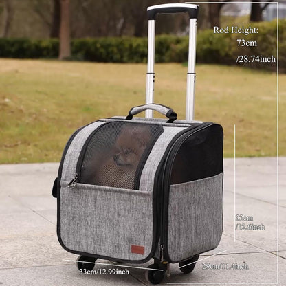 HSC PET Cat Strollers Small Dog Carriers with Wheels Softsides Softsides Backpacks for Mobility-impaired Pets Travel Strollers Puppy Detachable Rolling Slide,Bunny Rabbit Kittens Puppy Outdoor (Grey)