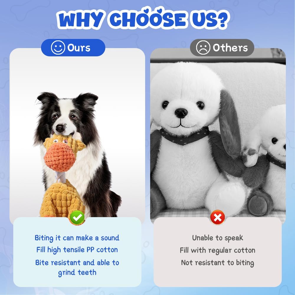 2025 New Dog Toys, Indestructible Plush Dog Toy, Dogs Toys for Aggressive Chewers, Dogs Squeaky Chew Toy for Indoor Pups Teething (Blue 1pcs)