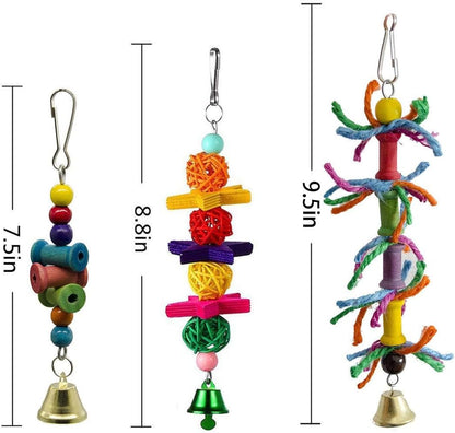 Deloky 8 Packs Bird Swing Chewing Toys- Parrot Hammock Bell Toys Suitable for Small Parakeets, Cockatiels, Conures, Finches,Budgie,Macaws, Parrots, Love Birds