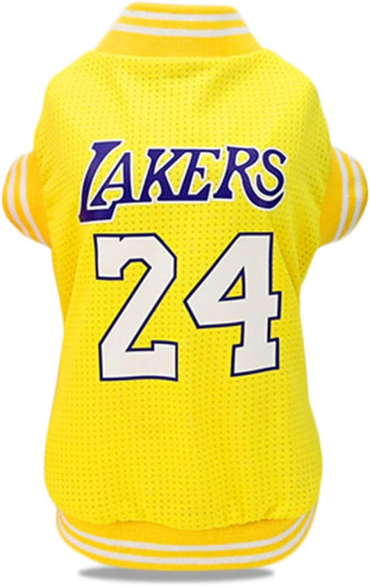 Dog Clothes Basketball Mesh Breathable T-Shirt,Pet Clothes Puppy Sportswear Spring/Summer Fashion Dog Shirt. (Yellow, Large)