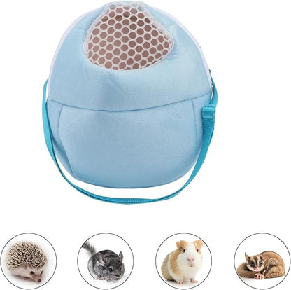 Pet Carrier Backpack for Small Animals, Travel Handbag for Cat, Puppy, Guinea Pig, Hedgehog, Hamster (Blue, S)