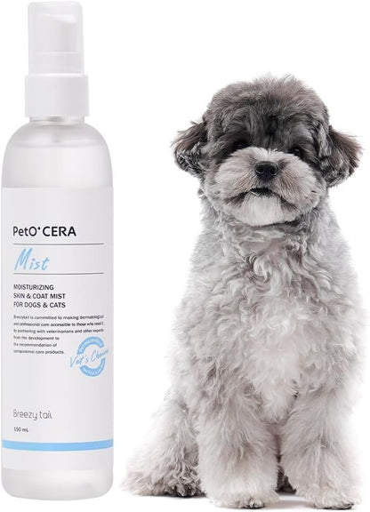 PetO'Cera Mist Spray, Floral Scent - Anti-Itch & Dandruff Treatment for Dogs & Cats, Hydrating Grooming Supplies Mist with Ceramide, Soothing Relief for Sensitive & Dry Skin 5.07 fl oz/150ml