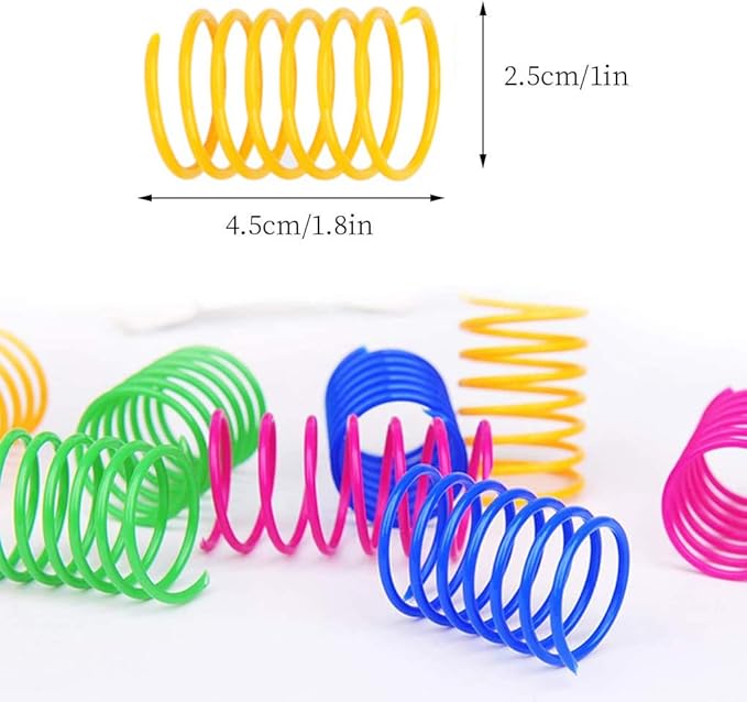 ISMARTEN Cat Spring Toy (60 Pack), Cat Kittens Toys Plastic Coil Spiral Springs for Swatting, Biting, Hunting, and Active Healthy Play (Random Color)