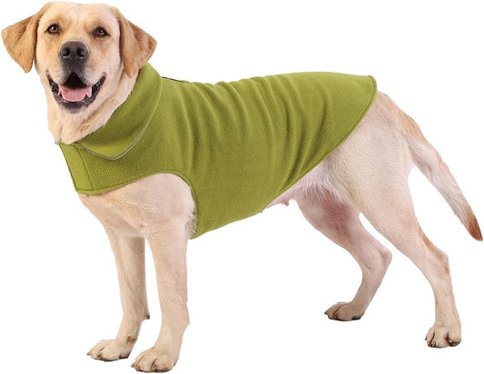 Fleece Dog Coat Pet Jacket Reflective for Cold Weather for Extra Large to Small Pets(Green,S)