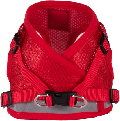 Travel Cat Harness and Leash Set - Adjustable Fit Mesh Cat Harness and Reflective Strap - Comfort Walking Vest for Kitten for Outdoor Walking, Hiking (Extra Small, Red)