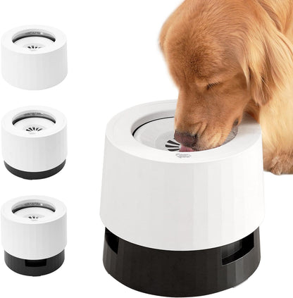 Pawque Raised 95oz Slow Drinking Dog Water Bowl No Spill for Medium Large Breed, Single Elevated Stainless Steel Water Bowl with Floating Disc, Stable Sturdy Base and Snap on Adjustable Height Stand