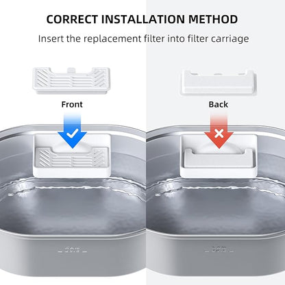 uahpet 6 Pack Replacement Filters & 8 Pack Replacement Filter Sponges for Stainless Steel Pet Fountain Pro (with water level window version), water fountain is not included