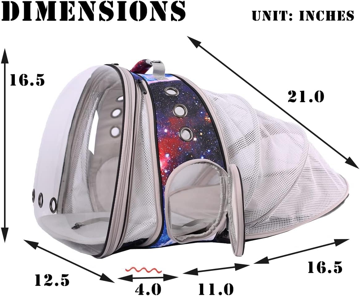 Galaxy Blue Dual Expandable Cat Backpack Carrier, Fit up to 20 lbs, Expandable Pet Carrier Backpack for Large Fat Cat and Small Puppy