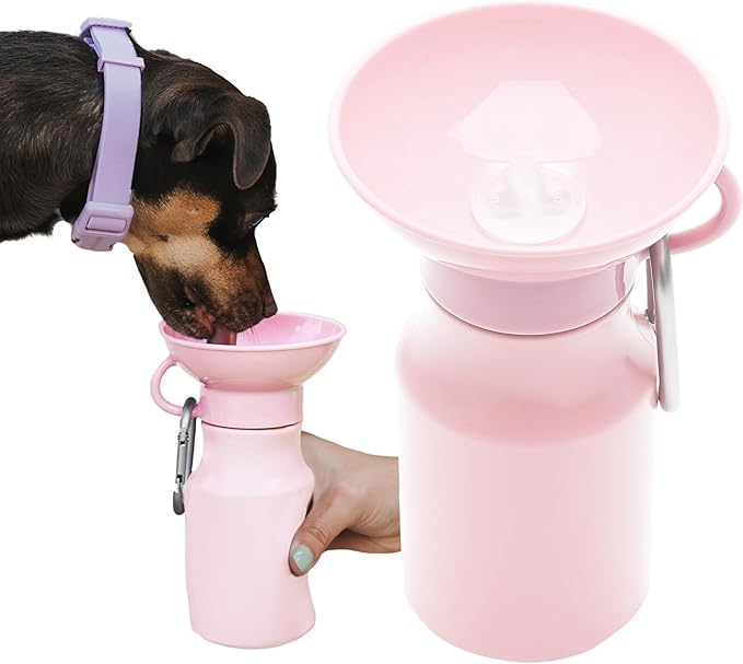 Springer by Springland Dog Water Bottle | Portable Travel Water Bottle Dispenser for Dogs | Dog Gift Seen on Oprah's Favorite Things, Shark Tank | Leak-Proof Bottles | 15oz Cotton Candy