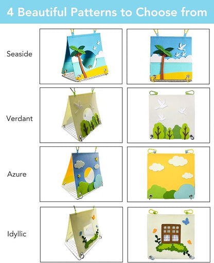 Felt Bird Bed for Cage with 304 Stainless Steel Grid - Large Size (9.4"x6.3"x8.3") - Hanging Hammock Swing Bird Tents for Parakeets, Budgies, Conures -Idyllic