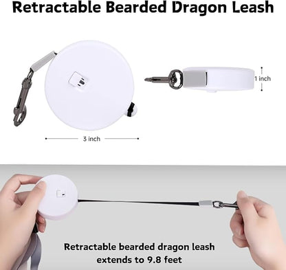 3PC Bearded Dragon Harness Leash Set Adjustable Soft Suede Leather Vest Harness with Traction Rope Outdoor Walking Escape-Proof for Reptile Lizard Squirrel Ferret (Brown)