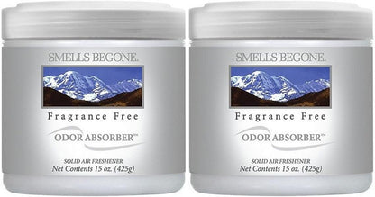 SMELLS BEGONE Air Freshener Odor Absorber Gel - 15 oz, Pack of 2 - Absorbs and Eliminates Odor in Pet Areas, Bathrooms, Cars, & Boats - Made with Essential Oils - Fragrance Free