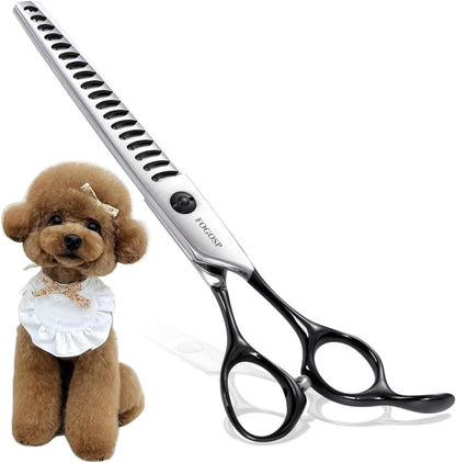 Dog Thinning Shears for Grooming 6.75" Chunker Shears Quickly Thinning Thick Hair Professional Dog Grooming Scissors for Small Dogs Right Handed Groomer Japan 440C 18 Teeth (Chunker, Black)
