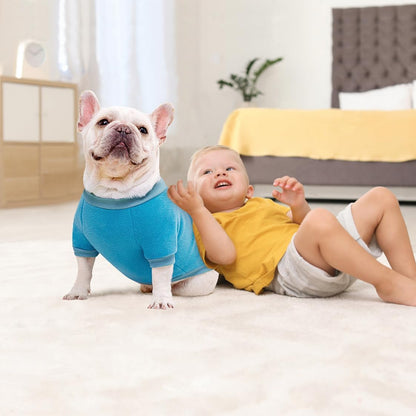 Idepet Dog Fleece Sweater, Small Dogs Shirt Pullover Sweatshirt Pet Dog Clothes Soft Puppy Sweater Warm Winter Shirt Classic Cat Apparel for Small Dogs and Cats (X-Large, Blue)