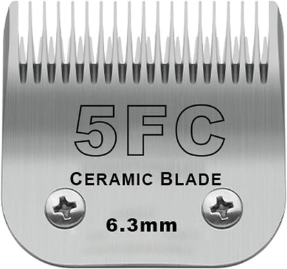 Detachable Pet Dog Grooming Clipper Ceramic Blades,Compatible with Andis Size 5FC 1/4”(6.3mm) Cut Length,Compatible with Oster A5,Wahl KM10 Series Clippers