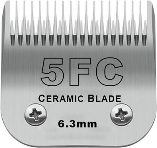 Detachable Pet Dog Grooming Clipper Ceramic Blades,Compatible with Andis Size 5FC 1/4”(6.3mm) Cut Length,Compatible with Oster A5,Wahl KM10 Series Clippers