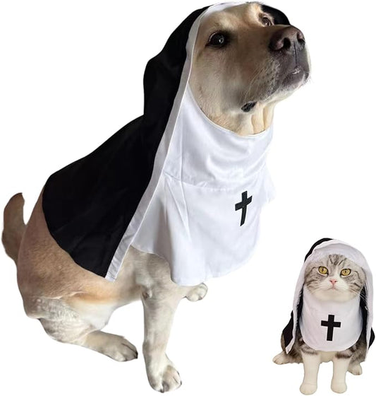 Cat/Dog Nun Costume Pet Clothing - Cute Funny Sister Habit Dress Outfit for Halloween Christmas Festival Cosplay Party (2XL)