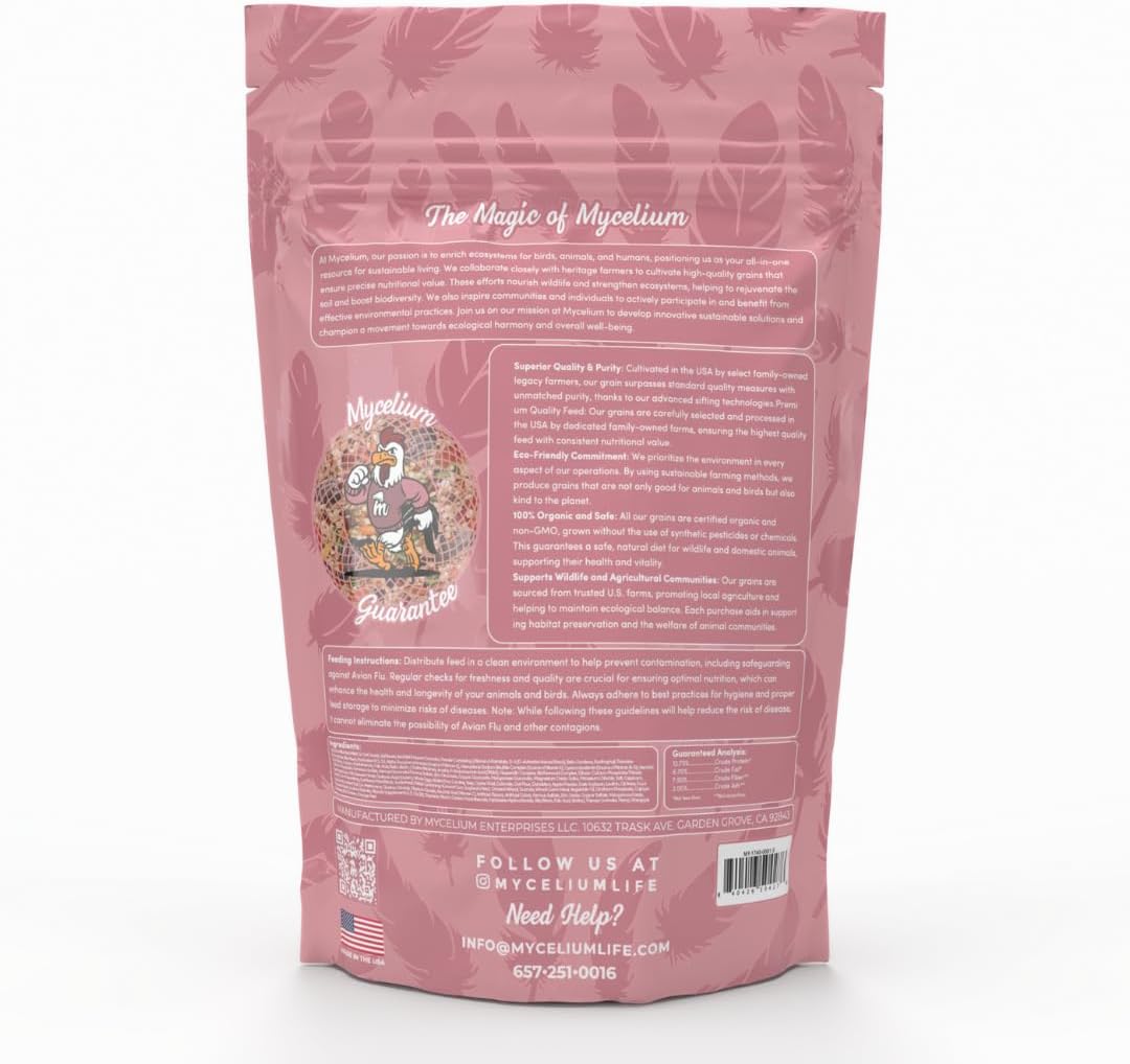 Mycelium Pet Bird Harvest Blend Bird Seed | Organic Food for Cockatiels, Lovebirds & Conures | Fruits, Vegetables, Egg, Vitamins & Minerals | Supports Feather & Digestive Health | 5 lb Bag