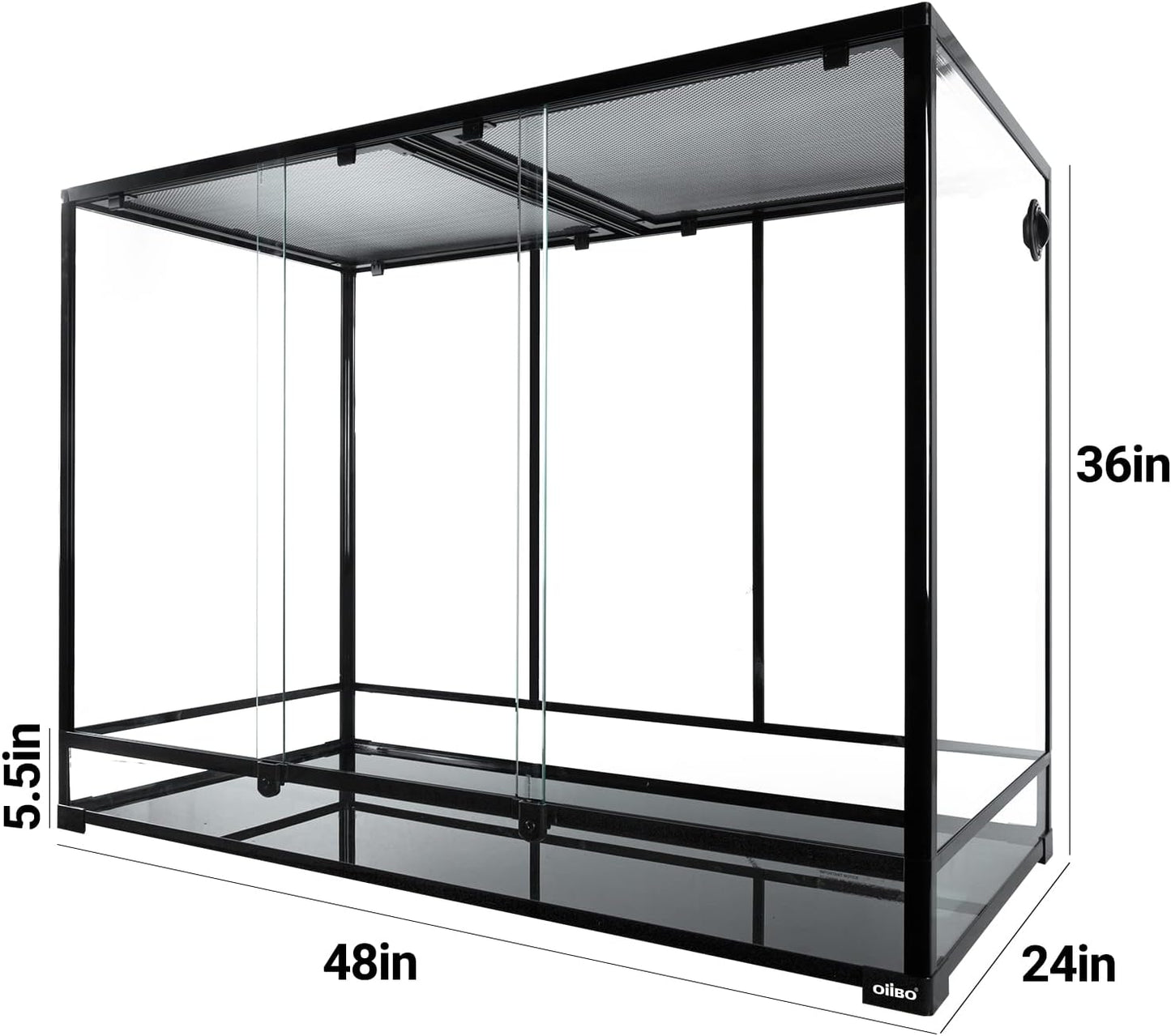 OIIBO 180 Gallon Large Reptile Terrarium, 48" x 24" x 36" Glass Reptile Tank Tall & Wide Terrarium Tank with Double Sliding Door Top Screen Ventilation Habitat