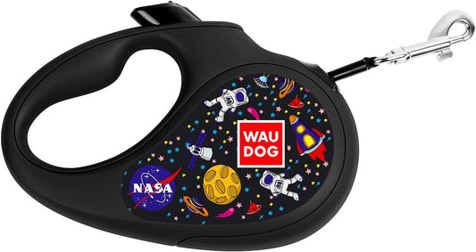 WAUDOG Retractable Dog Leash 16 Ft - 360° Tangle Free - Heavy Duty Pet Walking Leash for X-Small Small Medium Large Dog or Cat with One-Handed Brake Pause Lock (L, NASA)