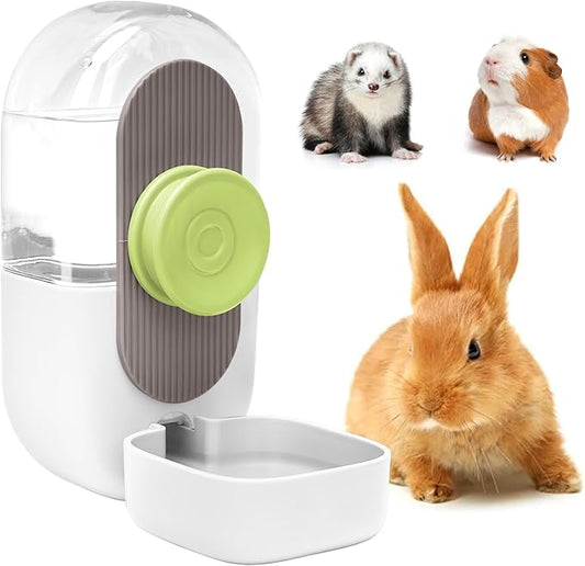 Rabbit Water Bottle,Hanging Automatic Water Dispenser for Cage (White, 28oz)