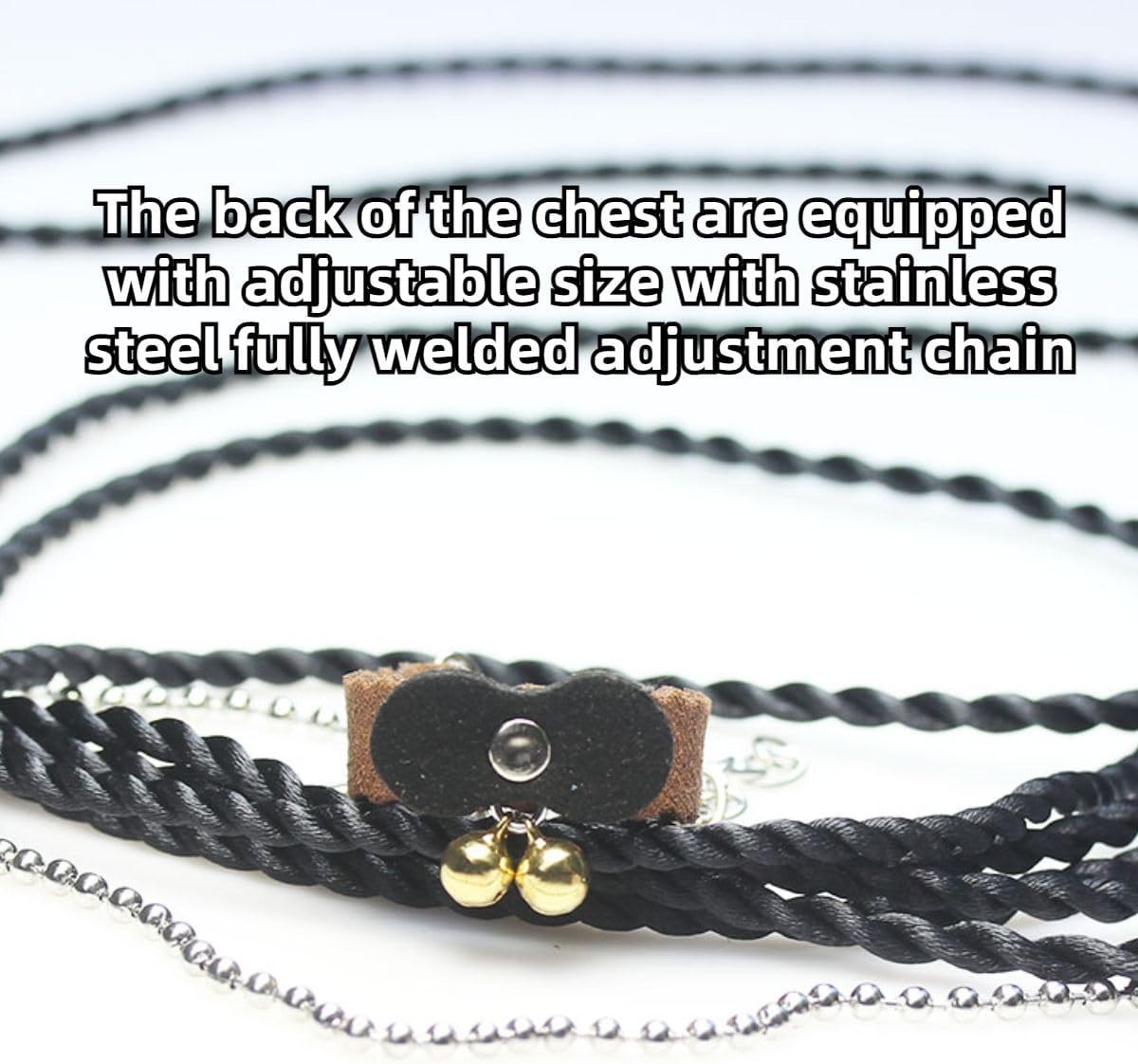 Squirrel Chipmunk Traction Rope Strap Anti-Biting Chain Rope, Small Animal Walking Collar Harness with Lead Leash for Hamster Gerbil Rat Mouse Ferret Chinchilla (Black with Blue)