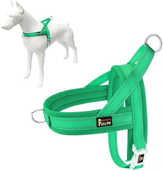 Plutus Pet No Pull Dog Harness with Breathable Mesh Padded, Adjustable Reflective Escape Proof Dog Harness, Quick Fit Dog Vest Harness for Small Medium Large Dogs(L, Green)