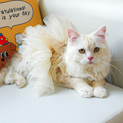 ANIAC Small Dog Dresses,Girl Puppy Princess Tutu Dress with Bow Knot,Cat Outfit,Chihuahua Yorkie Clothes for Birthday Wedding (X-Small,GL)