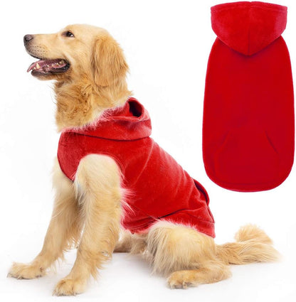 EXPAWLORER Dog Hoodie Fleece Sweater Vest, Hooded Dog Sweatshirt Fall Winter Pet Clothes with Leash Ring, Sleeveless Warm Cozy Puppy Clothing for Cat Small Medium Large Dogs Girl Boy, Red XS