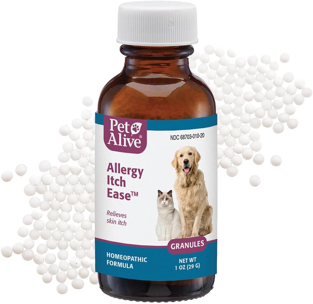 PetAlive Anti Itch Relief for Dogs and Cats Granules - Homeopathic Cat and Dog Allergy Relief - Stops Scratching, Soothes Redness and Dryness - Anti Itch for Dogs and Cats