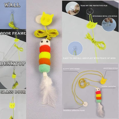 Kitty Curlz Interactive Cat Toy, Brown Accordion Kitty Curls Scratching Board with Paw Design, Bell Ball, Magnetic Collapsible Tunnel for Cats