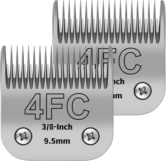 4FC Pet Dog Grooming Detachable Ceramic Blades Kit,Compatible with Andis,Oster A5,Wahl KM10 Clippers,Cut Length 3/8"(9.5mm) -2 PCS
