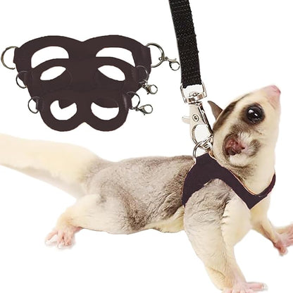 3 Pack Sugar Glider Harness and Leash Set Small Animal Training Walking Vest for Squirrel Hamster Rat-Black