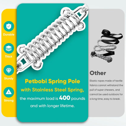 Petbobi Bungee Dog Toy, Outdoor Dog Tug Toy for Pitbull Interactive Exercise, Spring Pole Tug-of-War Toy with Durable Rope, Hanging Toy for Large Dogs to Reduce Boredom, Yellow