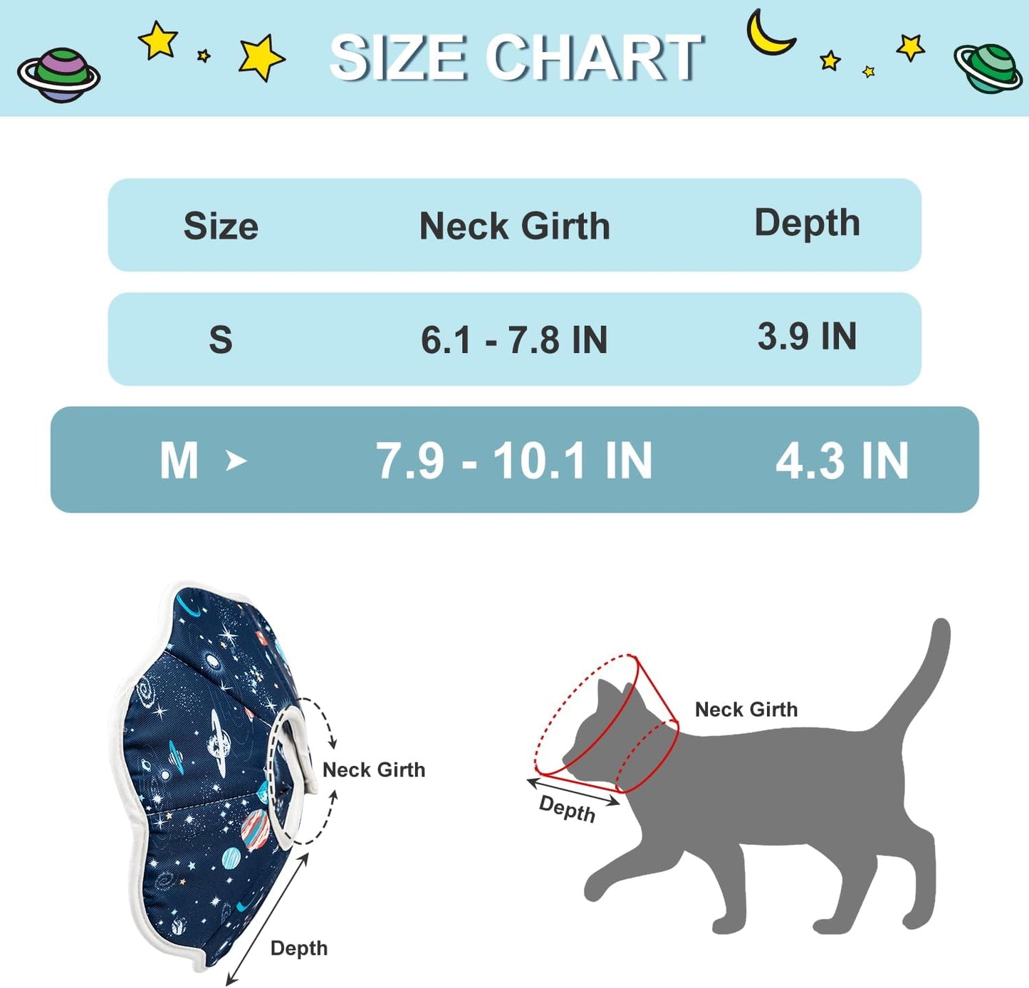 Depets Cat Cone Collar Soft, Adjustable Lightweight Cat Recovery E Collar to Stop Licking for Puppy Rabbit, Waterproof Pet Cone for Small Animal After Surgery Grooming, Neck Girth 9.5 in