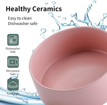 Pink Elevated/Raised Dog Bowl Ceramic for Small Medium Sized Breed,Dog Food Water Bowl with Stand,6 in 3.6 Cups Non Slip Heavy Weighted