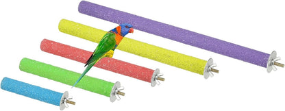 Parrot Perch, Wooden Parrot Perch Stand Toy, Paw Grinding Stick, Bird Cage Accessories, 5 Sizes (5 Colors, 5 Pack) Birds Toys Intended for Cage/Parakeets/Conure/Budgie