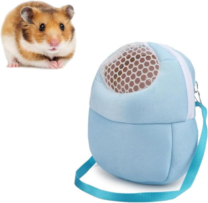 Pet Carrier Backpack for Small Animals, Travel Handbag for Cat, Puppy, Guinea Pig, Hedgehog, Hamster (Blue, Large)