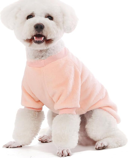 FabriCastle Small Dog Sweaters, 3-Pack Dog Clothes for Small Dogs Girl & Cats, Soft and Warm Pet Coats, Winter Pet Jacket, Doggy Apparel Costumes, Puppy Outfits (Ballet Pink,SkyBlue,Peach, Medium)