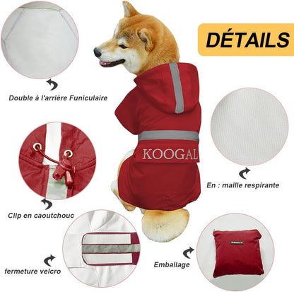 Waterproof Dog Coat for Small to Medium Dog Raincoat Apparel, Dog Raincoat Poncho Waterproof Dog Clothes Pet Jacket Dogs Raincoats Jacket for Small to Medium Dogs(Red,3XL)