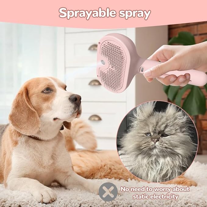Pet Spray Hair Removal Comb, 2025 New Pet Steam Brush for Dog Cat, Steam Brush for Shedding Grooming, Water Steamy for Long Short Haired Pets, Portable Anti-Static Cat Steamy (Green)