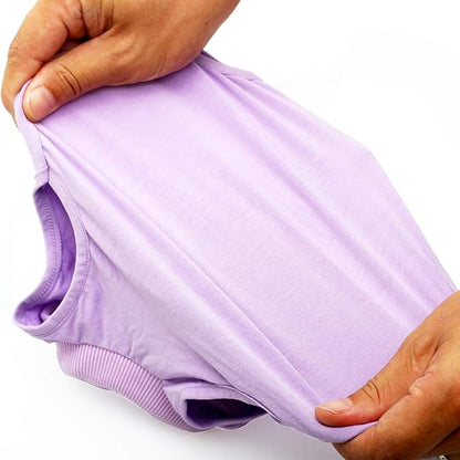 DOTON Cat Recovery Suit for Male and Female Surgical Post Surgery Soft Cone Onesie Shirt Clothes Neuter Licking Protective Diapers Outfit Cover Kitten Spay Collar(S, Purple)