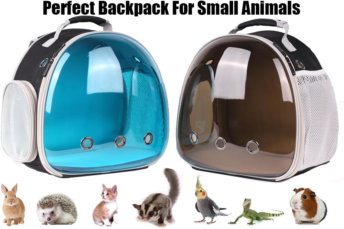 Portable Guinea Pig Backpack, Polarized Bubble Backpack for Small Animals Travel Handbag Cage for Kitten Rabbit Squirrel Bearded Dragon Turtle Breathable Carrier