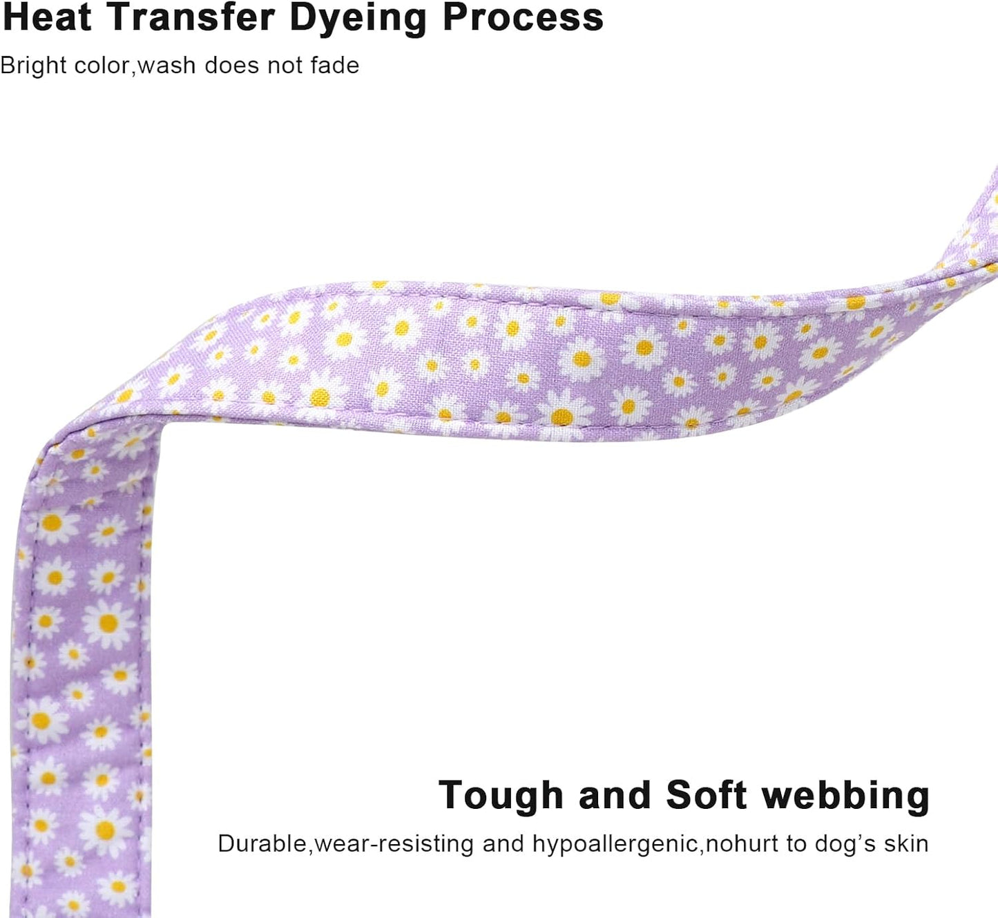 Lionet Paws Floral Dog Collar- Cute Daisy Purple Dog Collars with Plastic Buckle, Light Adjustable Dog Collars for Small Dogs