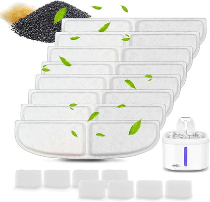 16 Pack Cat Water Fountain Filters, Cat Fountain Replacement Filters for 3.5L/118oz Cat Water Fountain, for W02 Pet Fountain