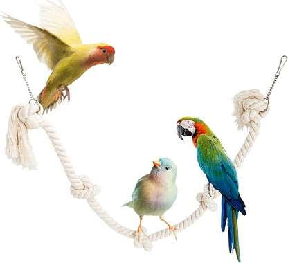 78.7 Inches Cotton Climbing Rope Toy, Lengthen and Bold Bird Ladder Bridge, Swing Toys, Pet Cage Accessories for Parakeets, Cockatiels, Macaw, African Grey Parrot