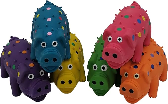 6 Pack 4 Inch Mini Latex Dog Squeaky Toys Polka Dot Piglet Pig Dog Toy for Mimi Small Dogs